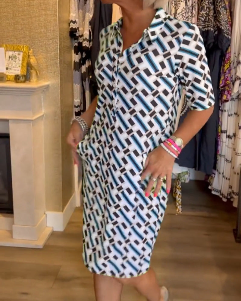 AS | Šaty s geometrickým vzorem a výstřihem do V