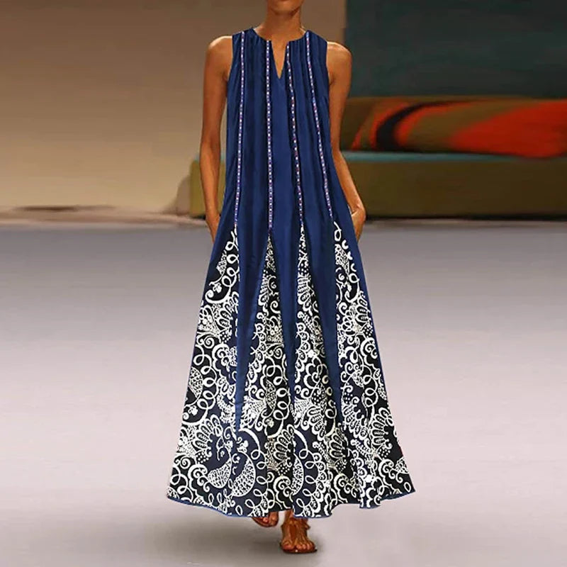 AS | Letní české šaty na slunce Vintage bez rukávů ženy květinové tištěné Maxi dlouhé šaty příležitostné šaty Robe Femme Party Vestido Sarafans