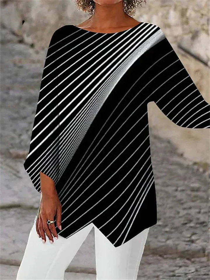 AS | Stylová halenka s geometrickým potiskem a dlouhými rukávy