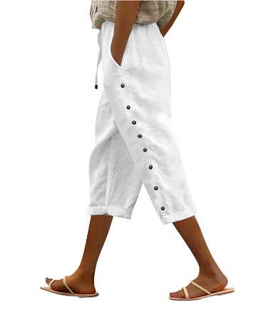 AS | Pohodlné kalhoty bílé hladké s bočními kapsami