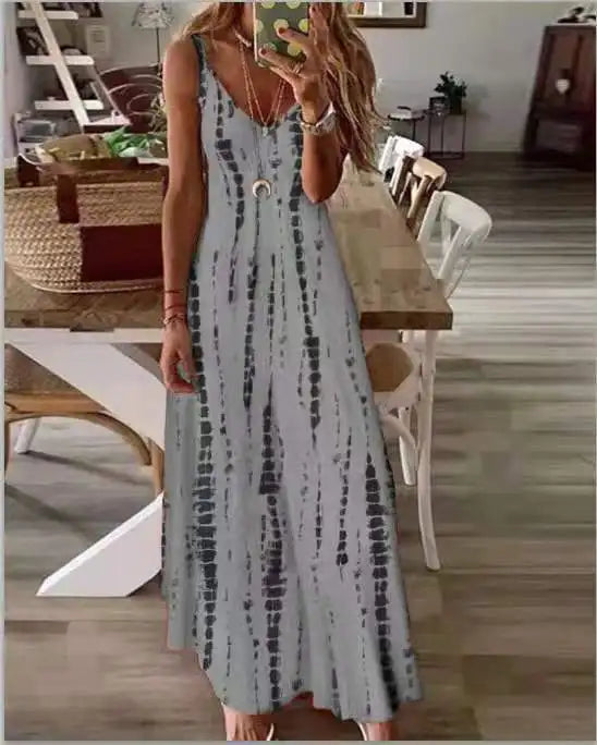 AS | Příležitostné tištěné Maxi špagety popruh šaty pro ženy V-Neck Backless A-Line dlouhé šaty Móda bohémský styl Beach Vestidos