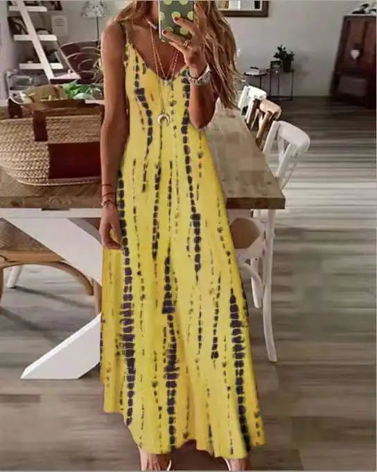 AS | Příležitostné tištěné Maxi špagety popruh šaty pro ženy V-Neck Backless A-Line dlouhé šaty Móda bohémský styl Beach Vestidos
