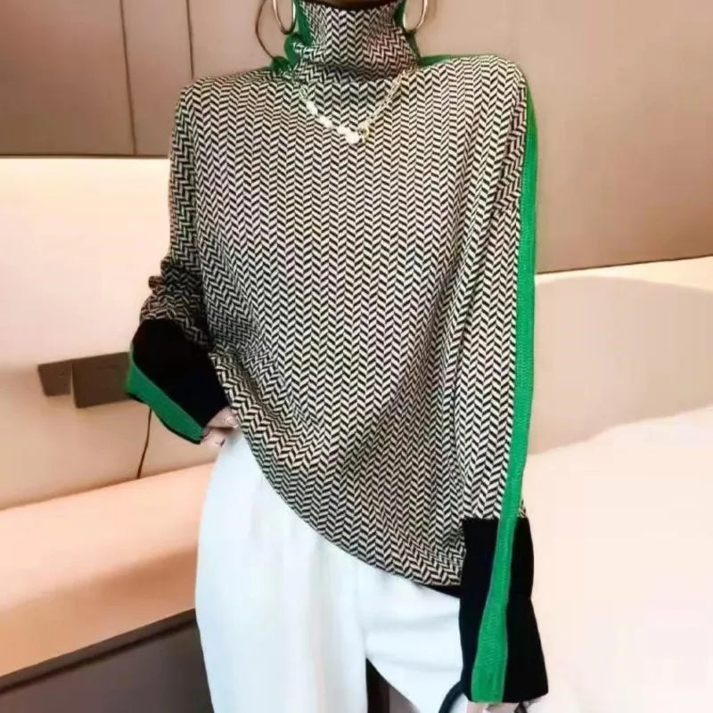 AS | Modern Chic Geometrický svetr s želvím výstřihem