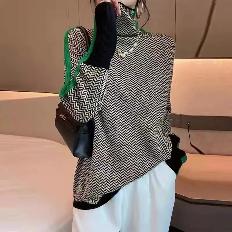 AS | Modern Chic Geometrický svetr s želvím výstřihem