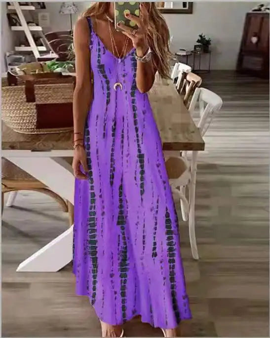 AS | Příležitostné tištěné Maxi špagety popruh šaty pro ženy V-Neck Backless A-Line dlouhé šaty Móda bohémský styl Beach Vestidos