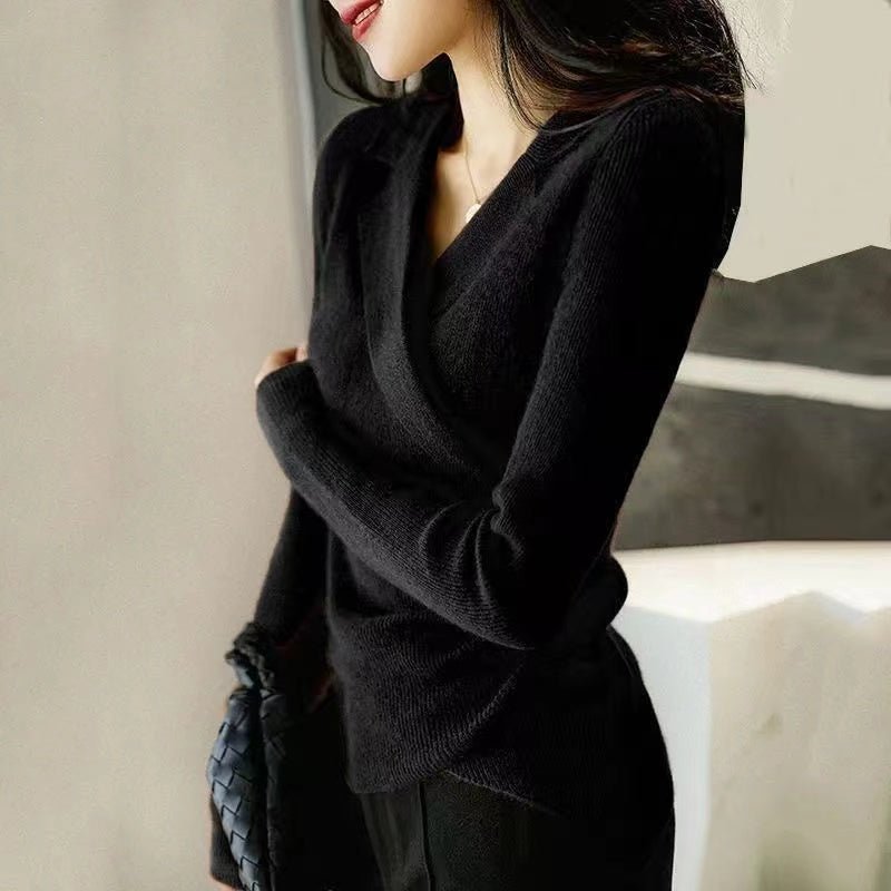 Arabeciana | Karamell Peter Pan Kragen asymmetrischer Pullover - HelloMausi.de