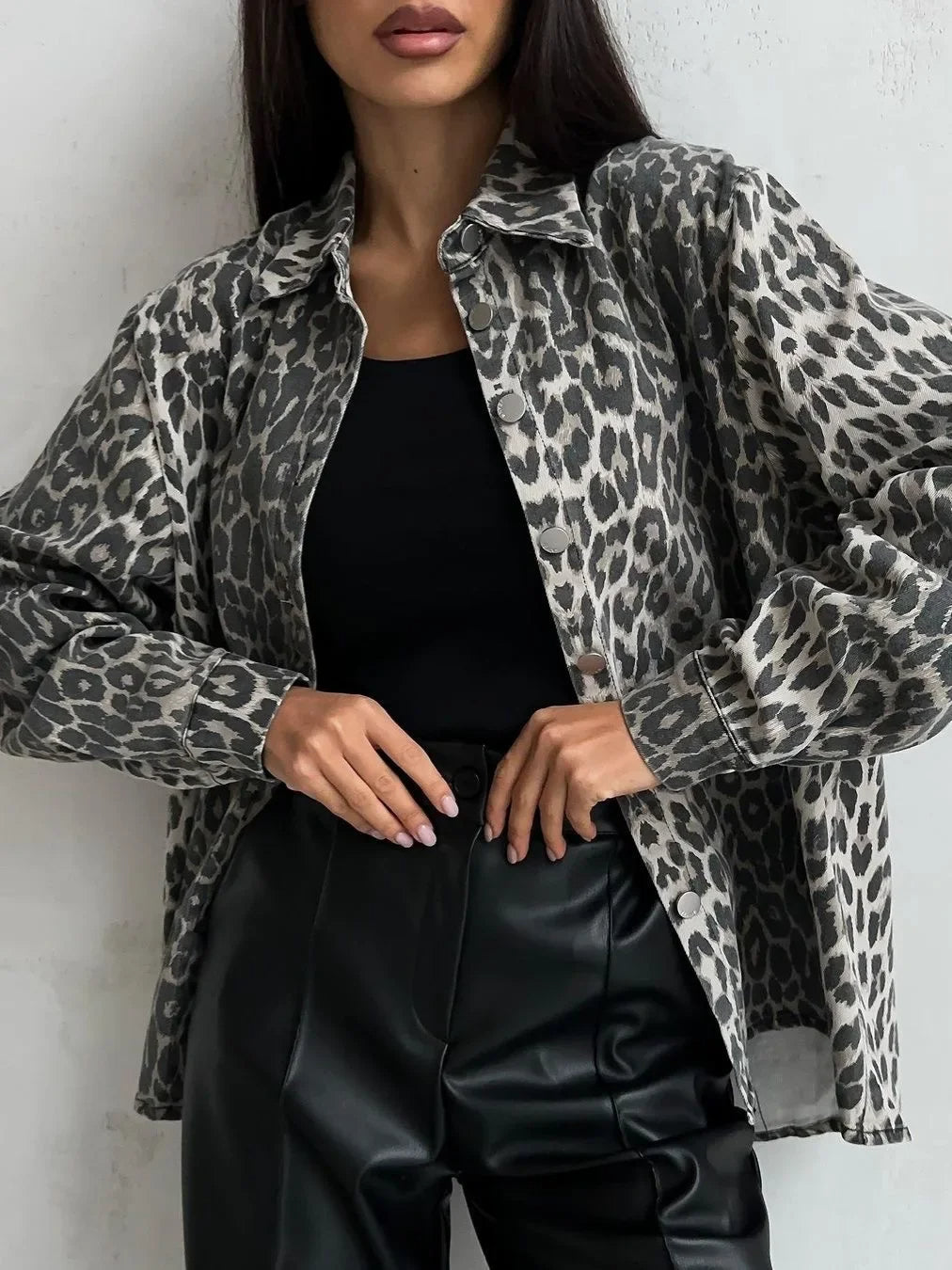 AS | Dámská džínová bunda s leopardím vzorem