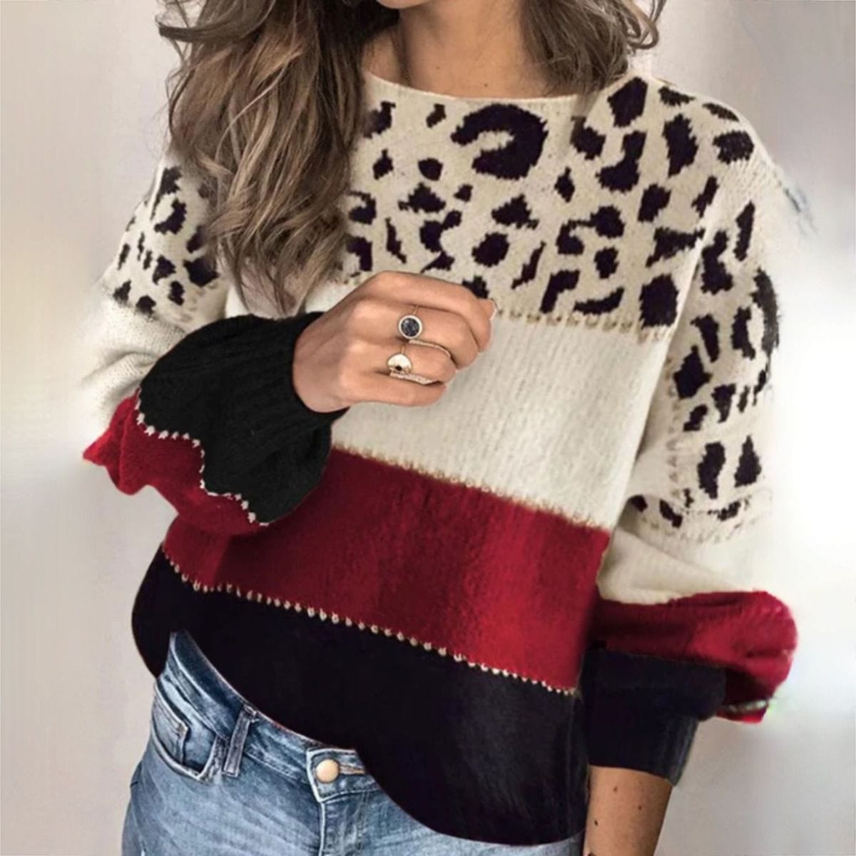 AS | Elegantní svetr s leopardím potiskem