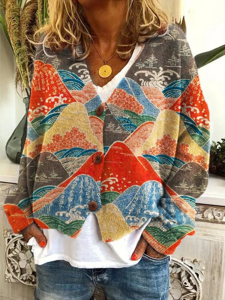 AS | Boho patchworkový svetr s květinami