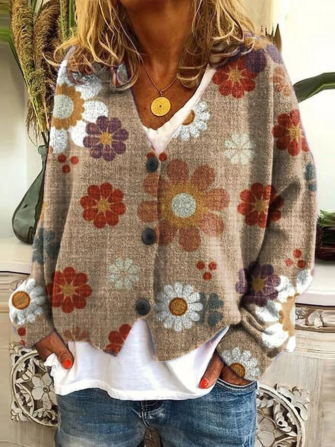 AS | Boho patchworkový svetr s květinami