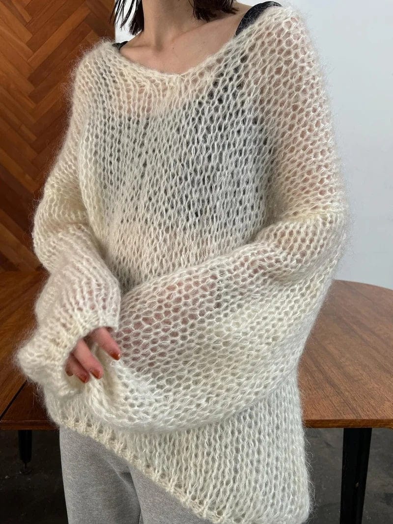 AS | Měkký pletený svetr topy V-Neck dlouhý rukáv volné Slim jednobarevný svetr
