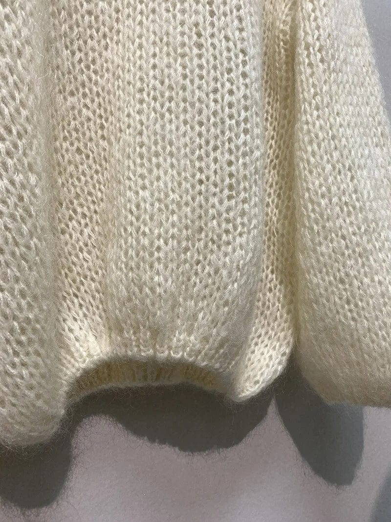 AS | Měkký pletený svetr topy V-Neck dlouhý rukáv volné Slim jednobarevný svetr
