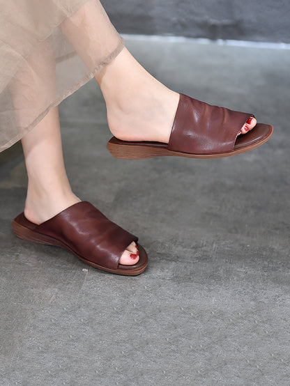 AS | Pravé kožené pantofle s otevřenou špičkou