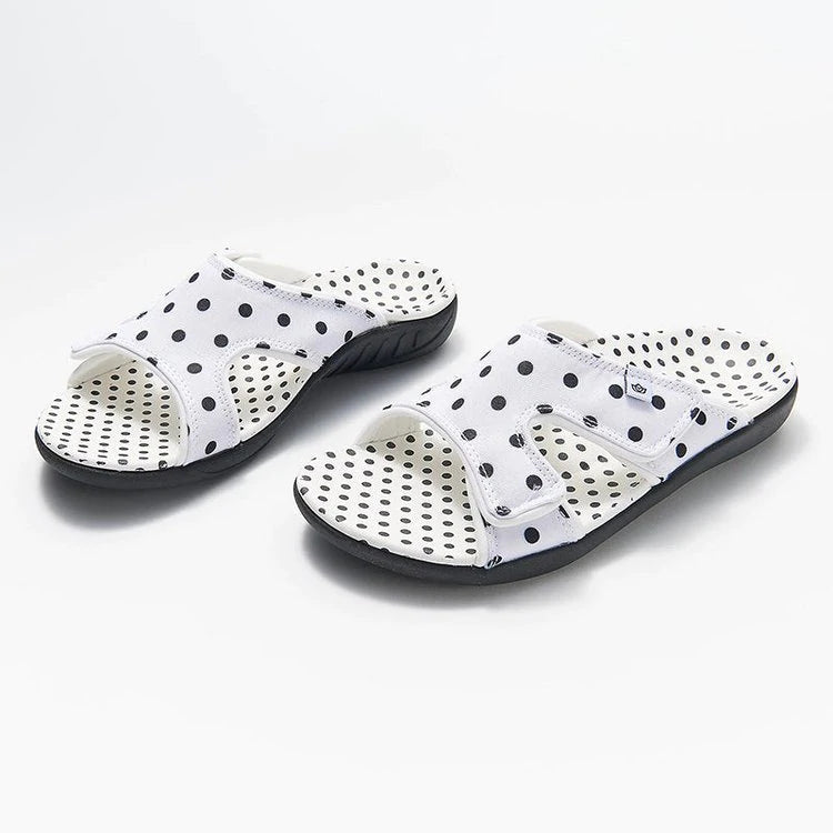 AS | Polka Dot Print Open Toe Hook Loop Ploché sandály