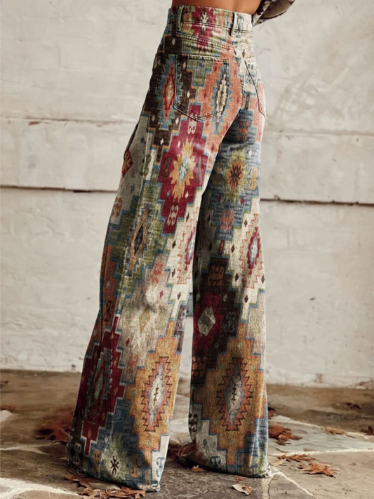 AS | BohoChic™ Stylové retro kalhoty se širokými nohavicemi