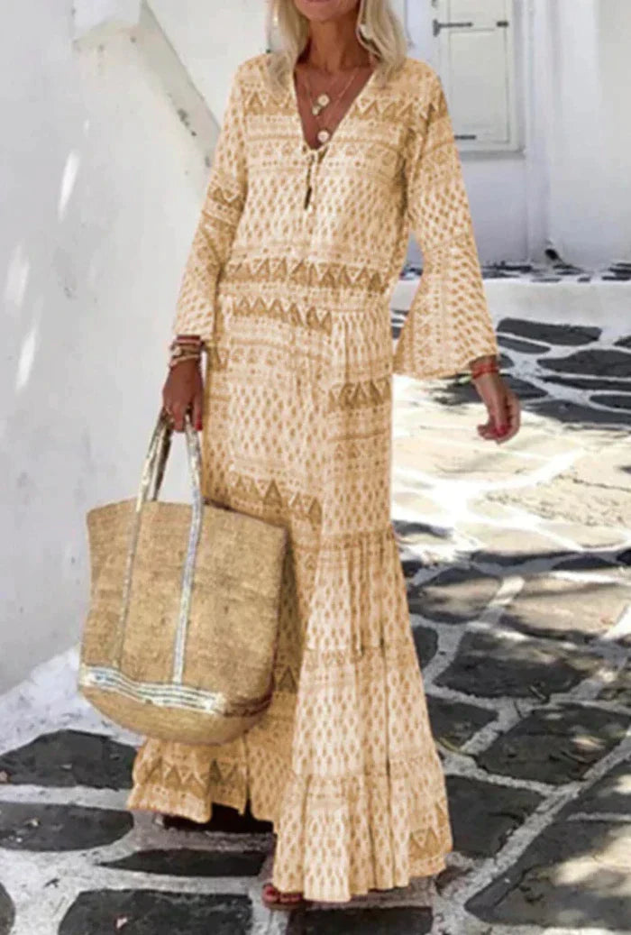 AS | Příležitostný tisk záplatované šaty s výstřihem do V