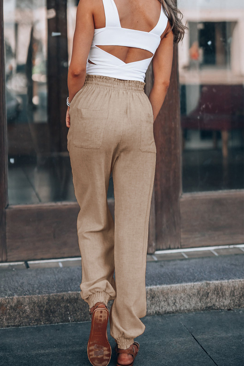 AS | Ležérní jednobarevné kalhoty Harlan Mid Waist Harlan Solid Colour Bottoms(6 barev)