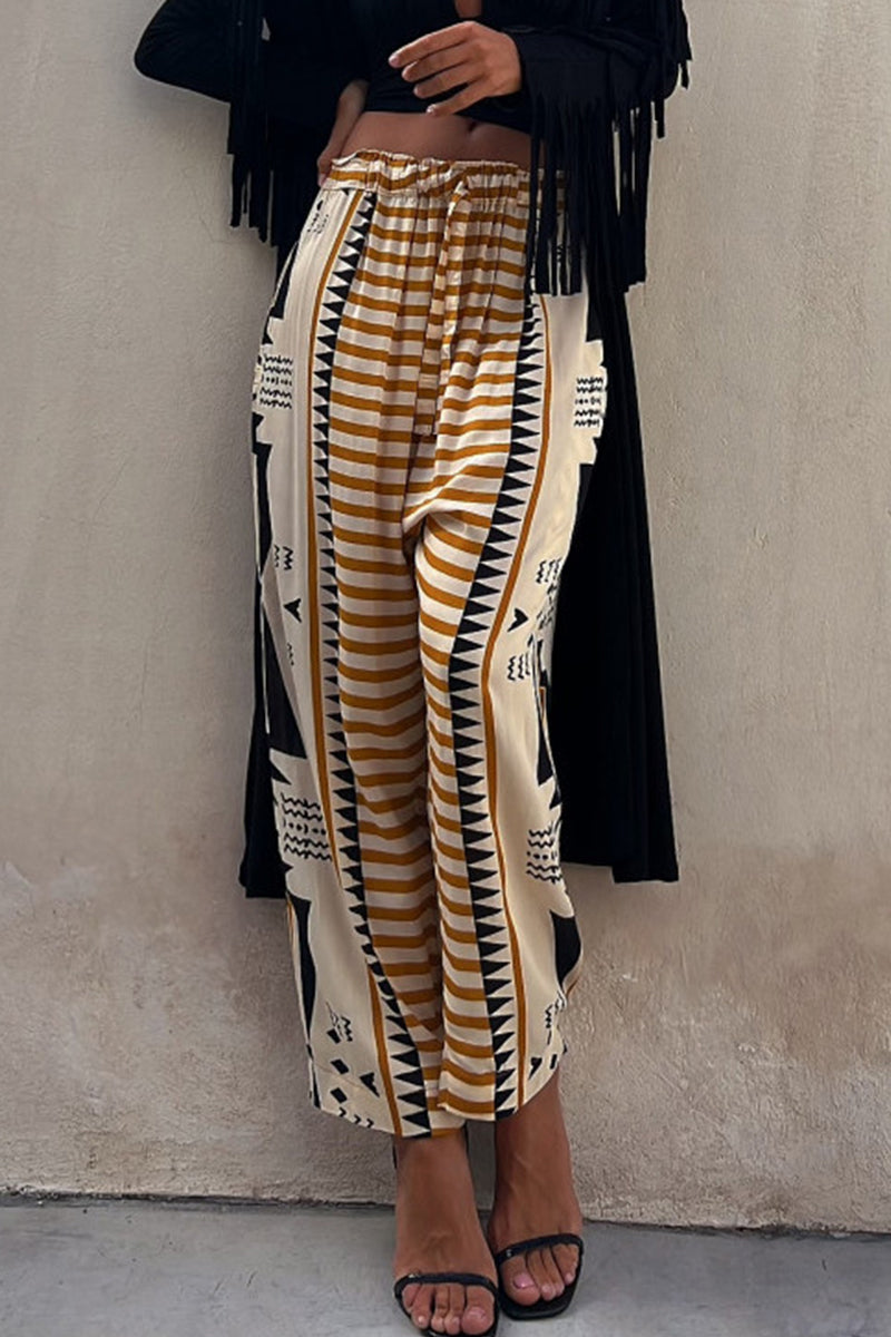 AS | Ležérní patchworkové kalhoty s geometrickým potiskem Harlan Patchwork Bottoms se středním pasem