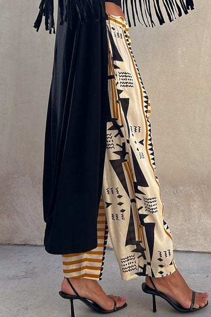 AS | Ležérní patchworkové kalhoty s geometrickým potiskem Harlan Patchwork Bottoms se středním pasem