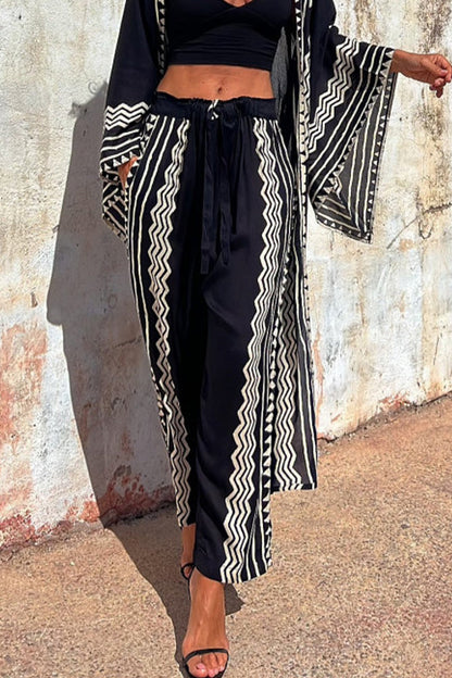 AS | Ležérní patchworkové kalhoty s geometrickým potiskem Harlan Patchwork Bottoms se středním pasem