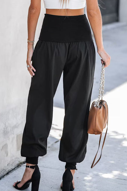 AS | Ležérní pevné volné kalhoty Harlan s vysokým pasem v jednobarevném provedení