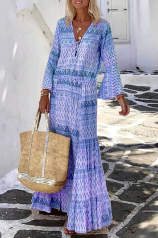 AS | Příležitostný tisk záplatované šaty s výstřihem do V