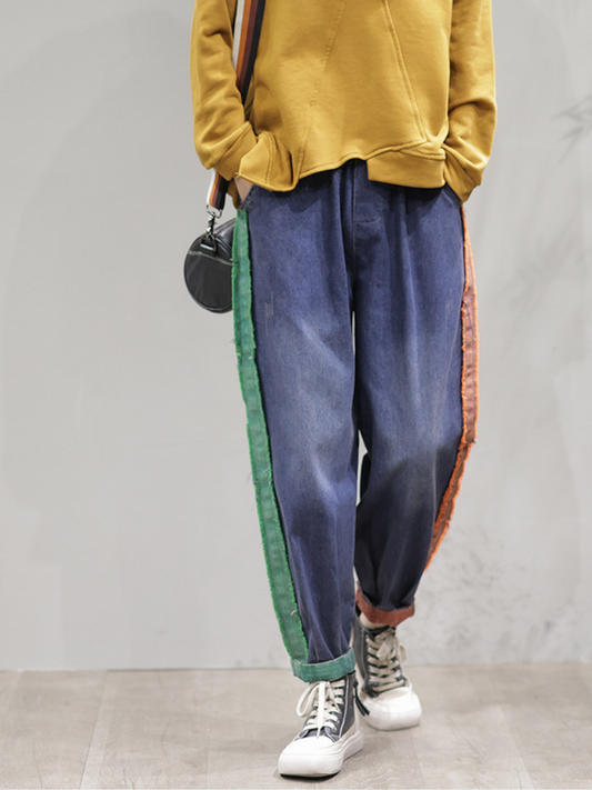 AS | Příležitostné Vintage volné Fit Patch Denim spodní džíny kalhoty