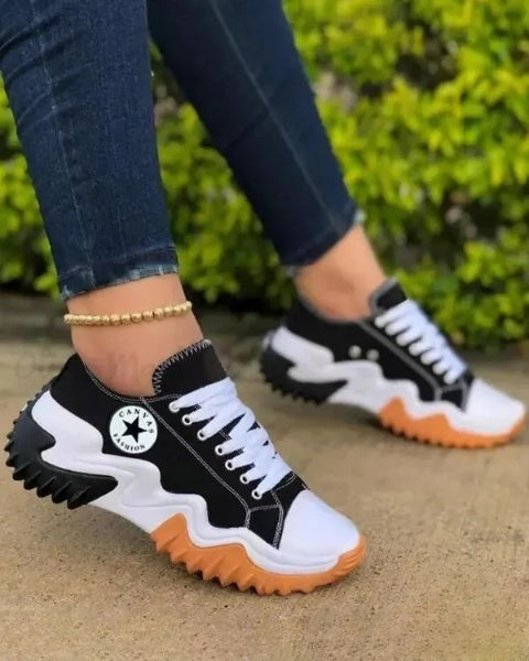 AS | Šněrovací tenisky Muffin s očky a kontrastními vsadkami