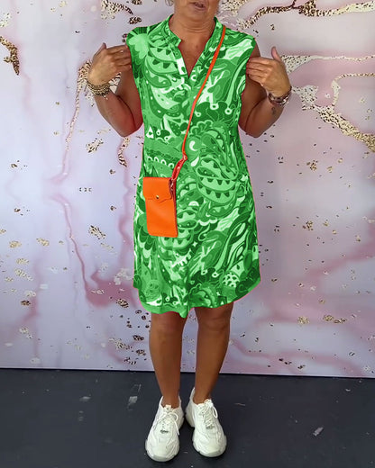 AS | Elegantní šaty bez rukávů s potiskem a výstřihem do V