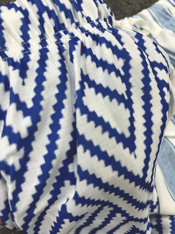 AS | Ležérní dámské kalhoty na knoflíky s pruhovaným potiskem