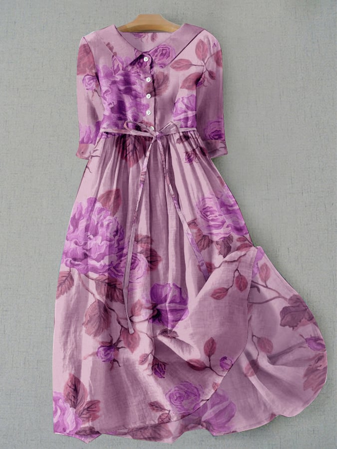 AS | Dámské Vintage botanické květinové design tisk krajka-up šaty