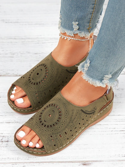 AS | etnický vzor beaten dutý suchý zip Retro sandály