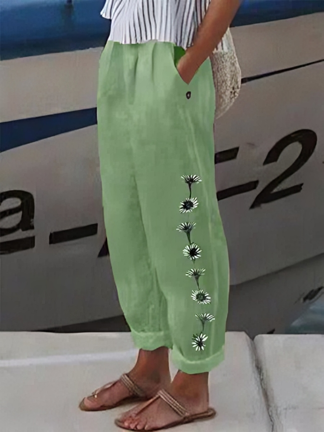 AS | Elegantní dámské kalhoty s širokými nohavicemi a květinovým potiskem