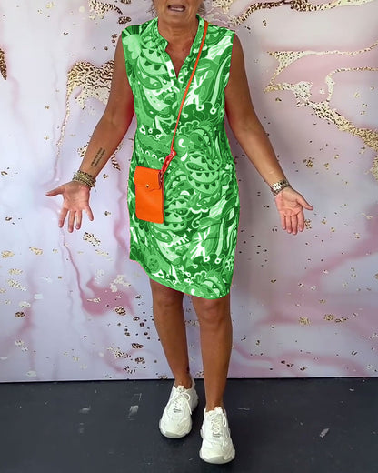 AS | Elegantní šaty bez rukávů s potiskem a výstřihem do V