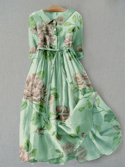 AS | Dámské Vintage botanické květinové design tisk krajka-up šaty