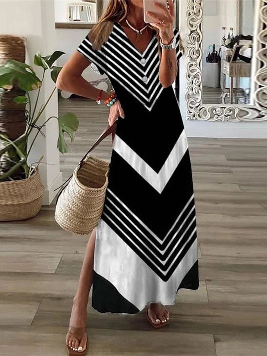 AS | Ležérní dámské šaty s potiskem a výstřihem do V