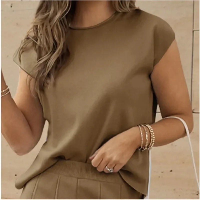 AS | MW - Elegantní dvoudílný komplet s širokými kalhotami a tričkem