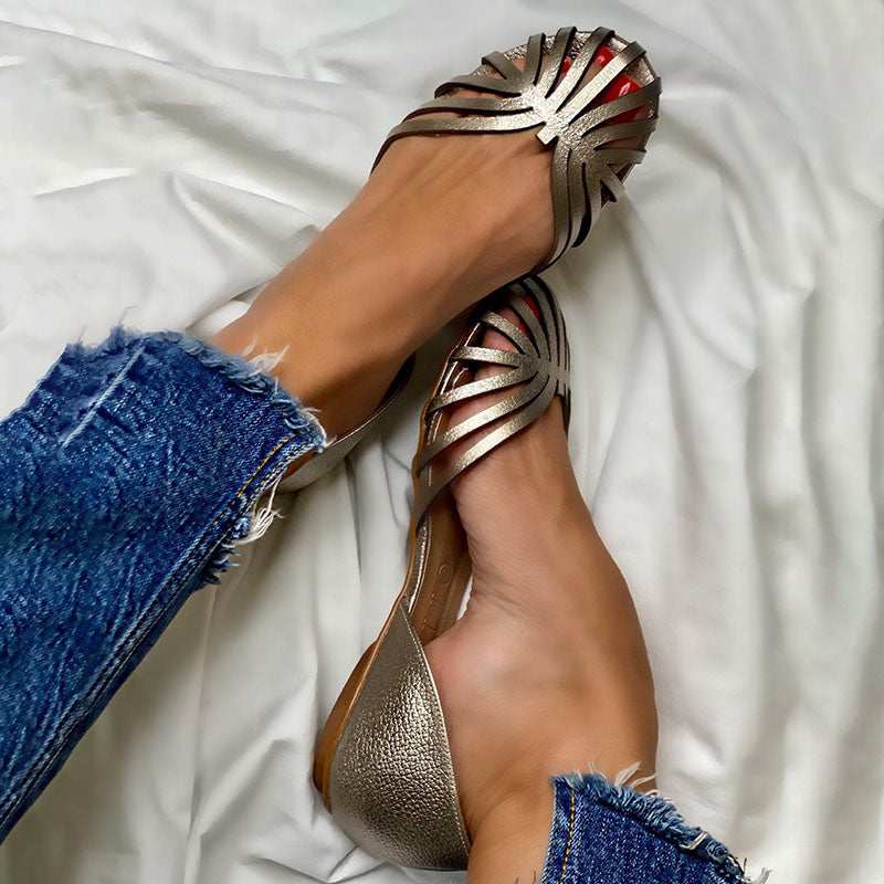 AS | Kožené sandály s plochou podrážkou