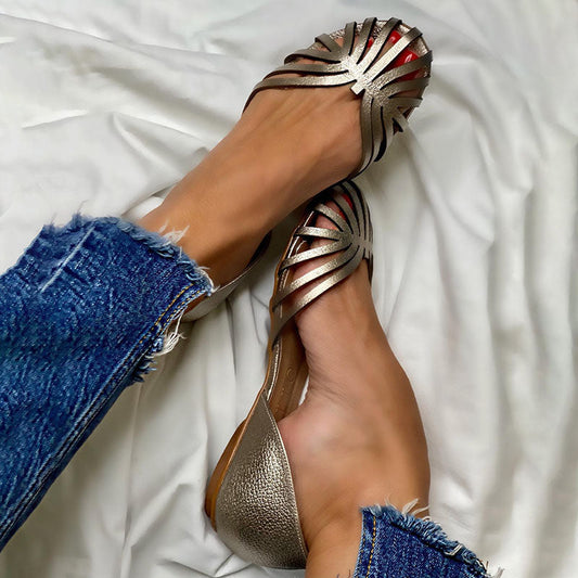 AS | Kožené sandály s plochou podrážkou