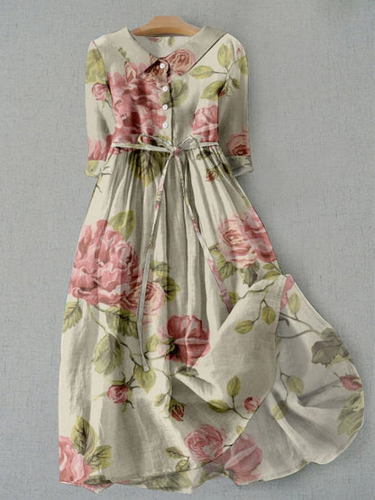AS | Dámské Vintage botanické květinové design tisk krajka-up šaty