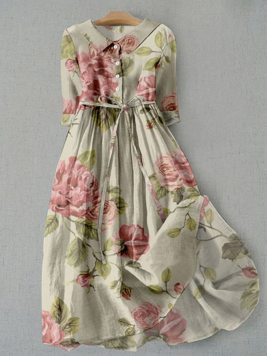 AS | Dámské Vintage botanické květinové design tisk krajka-up šaty