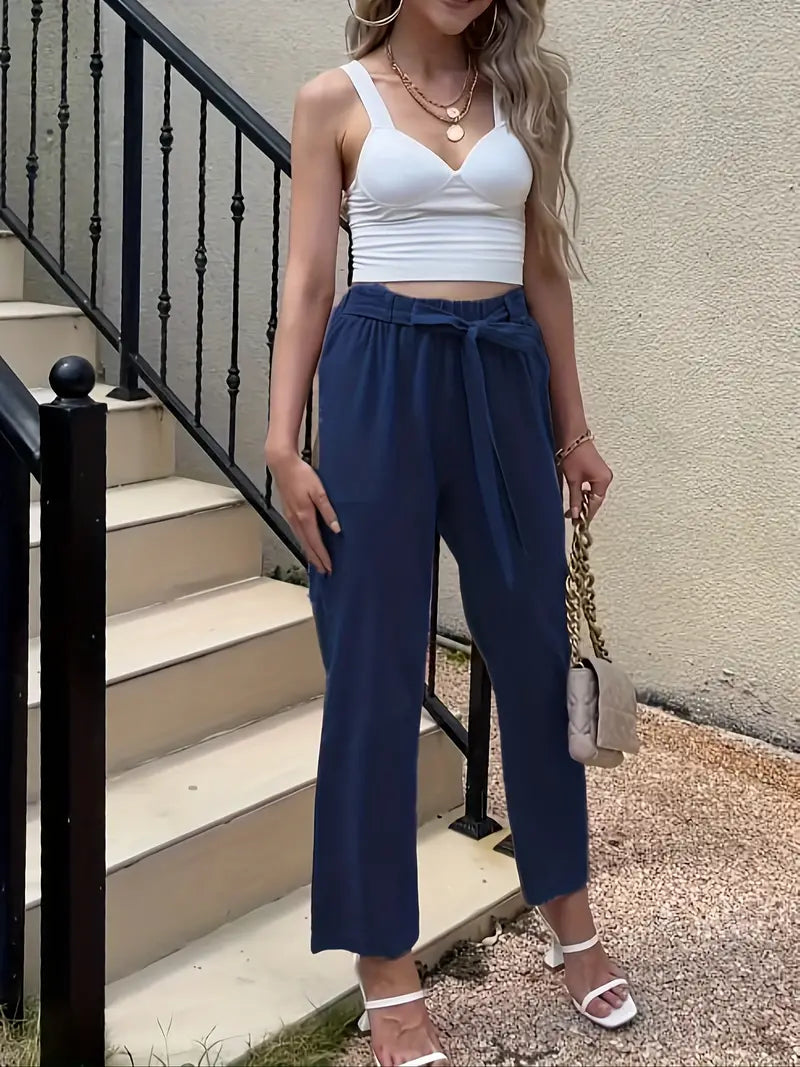 AS | Jednobarevné kalhoty pro volný čas s kravatou