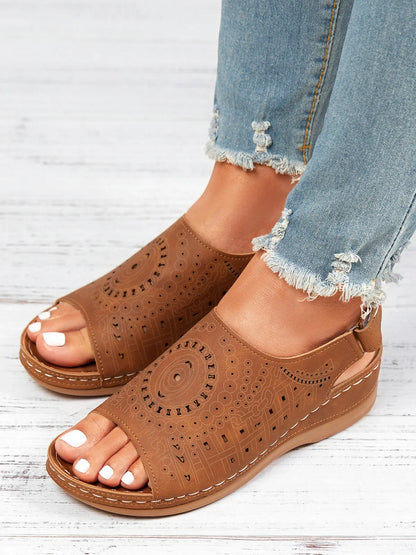 AS | etnický vzor beaten dutý suchý zip Retro sandály