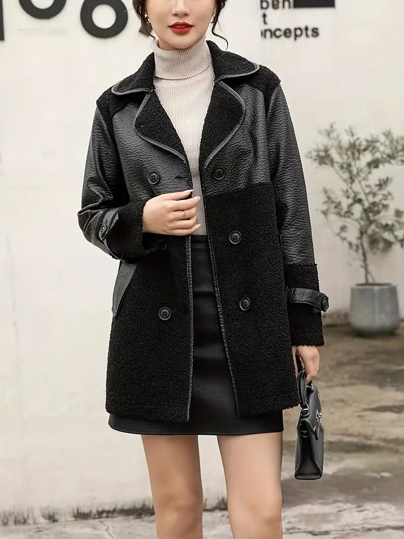 AS | Kožená bunda z PU se dvěma řadami knoflíků