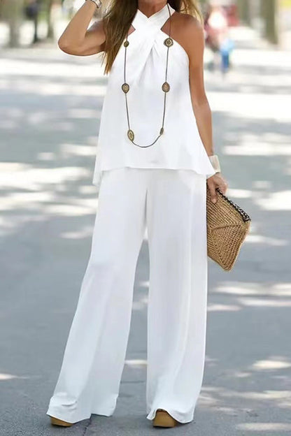 AS | Módní ležérní jednobarevné kalhoty bez rukávů se širokým výstřihem