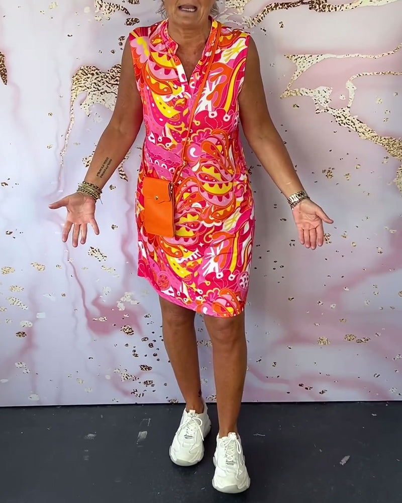 AS | Elegantní šaty bez rukávů s potiskem a výstřihem do V