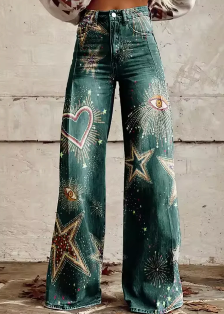 AS | Široké kalhoty s barevným potiskem