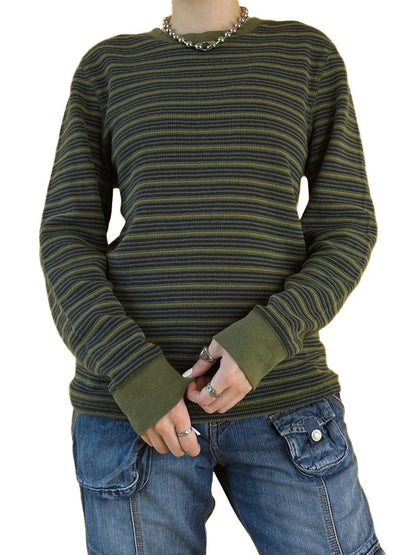 AS | MW - Pruhované tričko s dlouhými rukávy a kulatým výstřihem