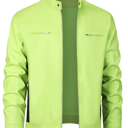 AS | Stylová bunda z PU kůže s barevnými bloky a designem s více zipy