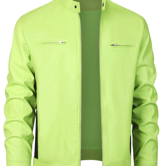 AS | Stylová bunda z PU kůže s barevnými bloky a designem s více zipy